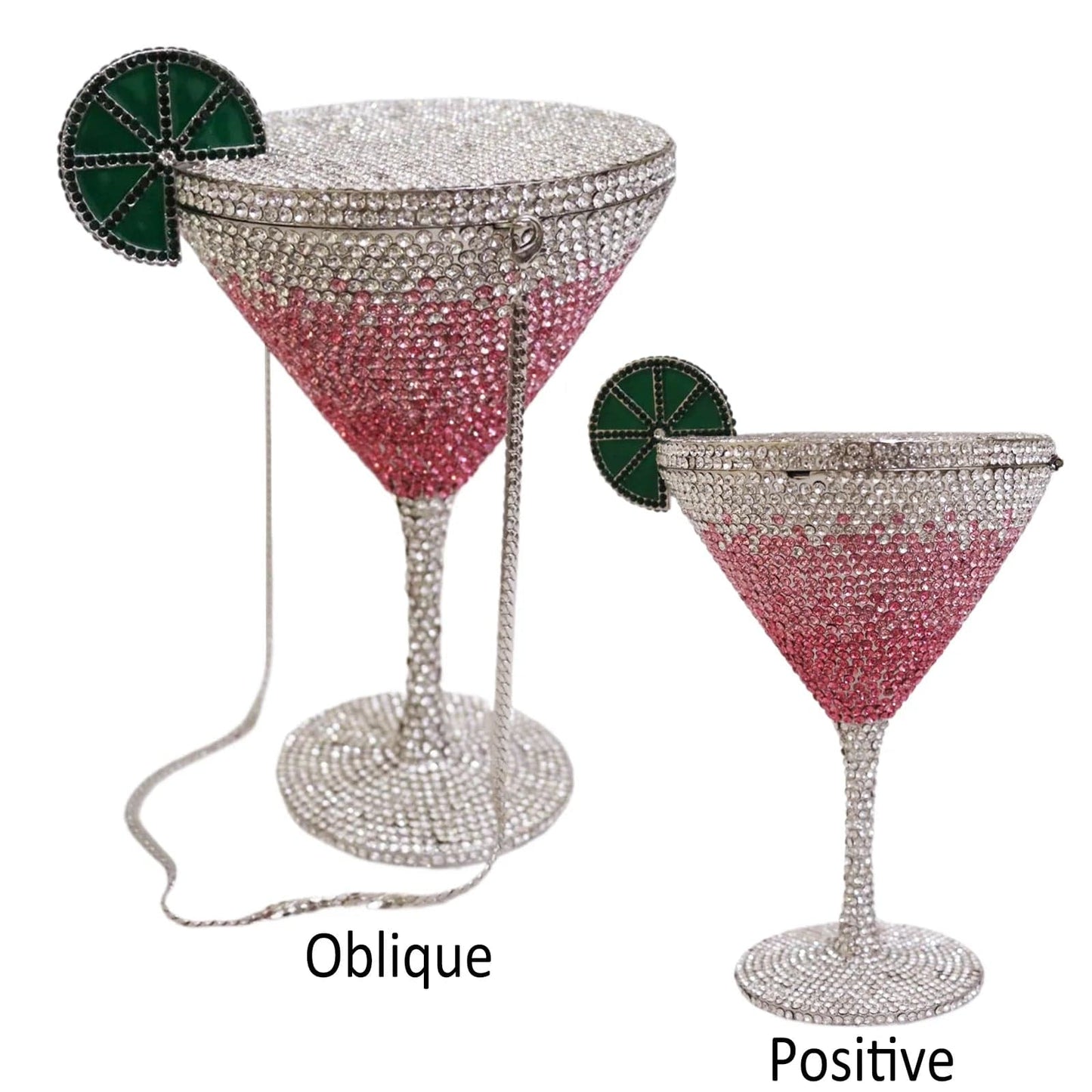 Pink New Luxury Diamond Encrusted Crystal Rhinestone Evening Cocktail Goblet Martini Glass Dinner Lady Purse Fashion Women Clutch Bag