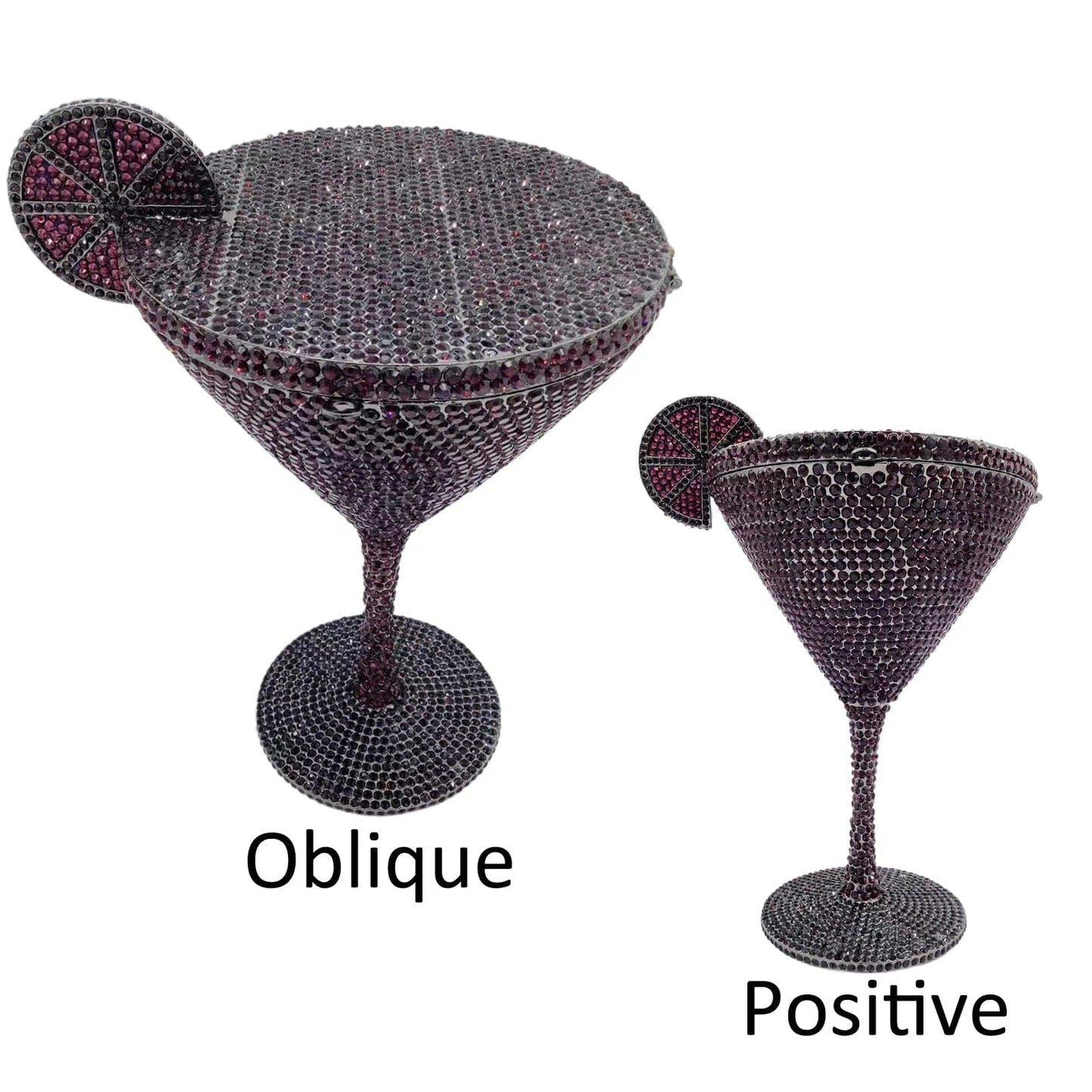 Purple New Luxury Diamond Encrusted Crystal Rhinestone Evening Cocktail Goblet Martini Glass Dinner Lady Purse Fashion Women Clutch Bag