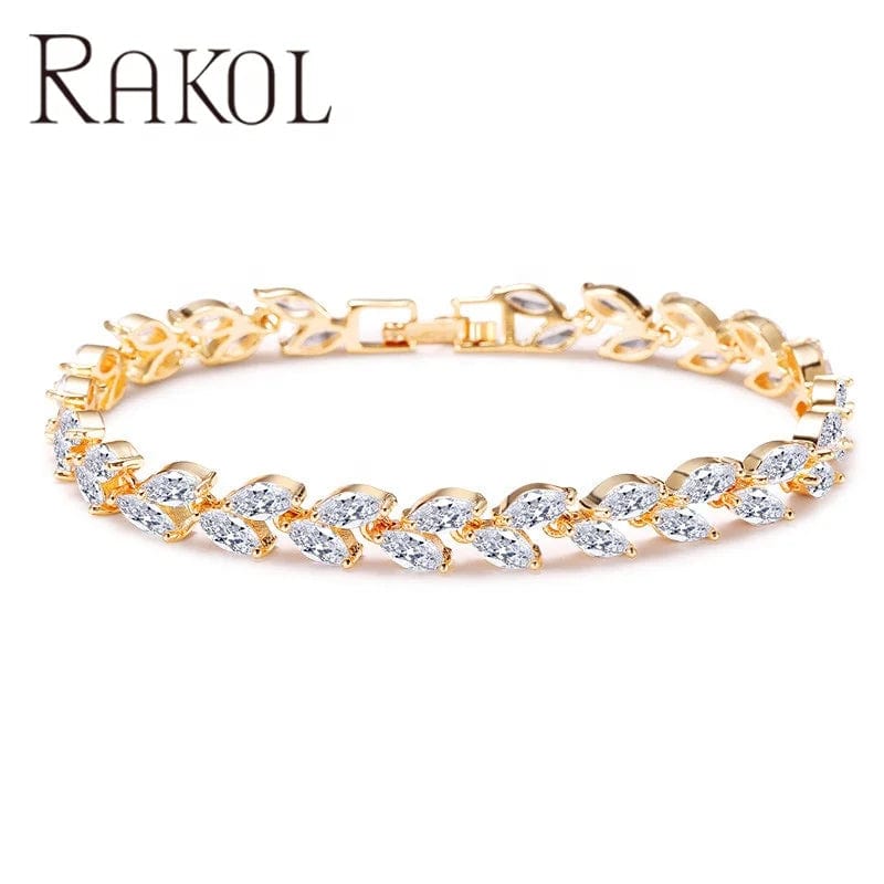 RAKOL BP061 Luxury New Design Cubic Zircon Crystal Tennis Chain Bracelet Accessories Women Jewelry