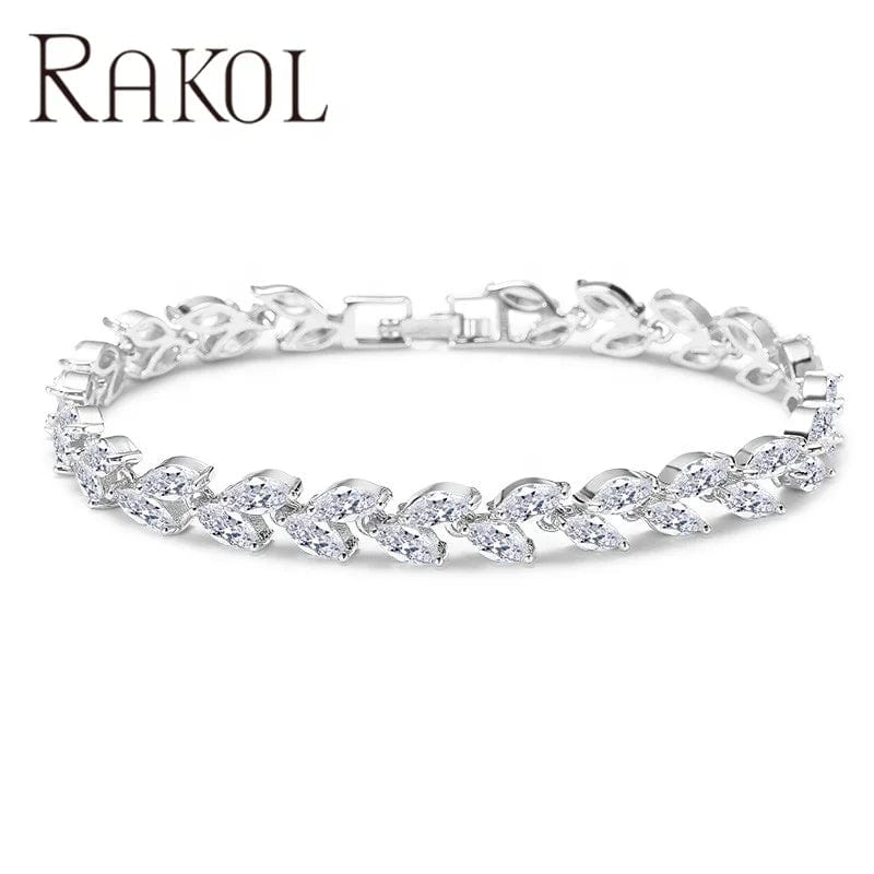 RAKOL BP061 Luxury New Design Cubic Zircon Crystal Tennis Chain Bracelet Accessories Women Jewelry