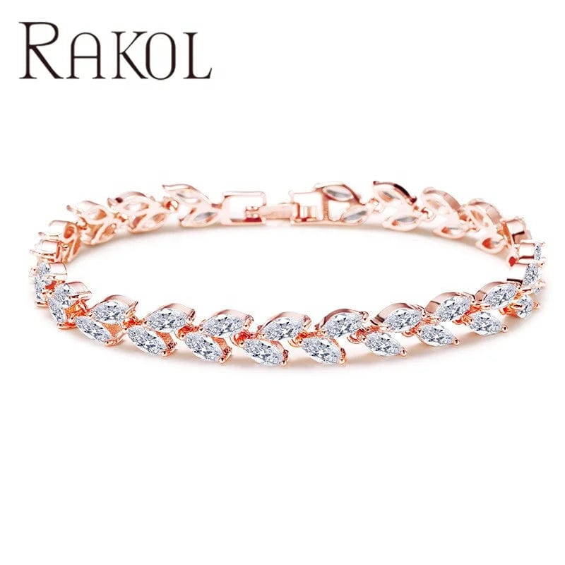 RAKOL BP061 Luxury New Design Cubic Zircon Crystal Tennis Chain Bracelet Accessories Women Jewelry