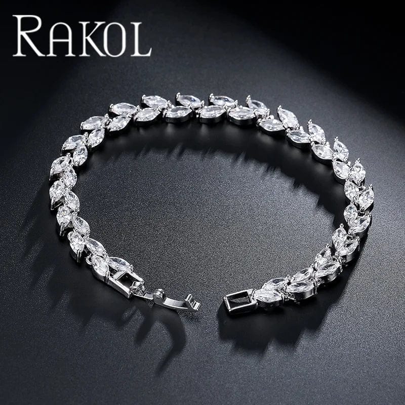 RAKOL BP061 Luxury New Design Cubic Zircon Crystal Tennis Chain Bracelet Accessories Women Jewelry