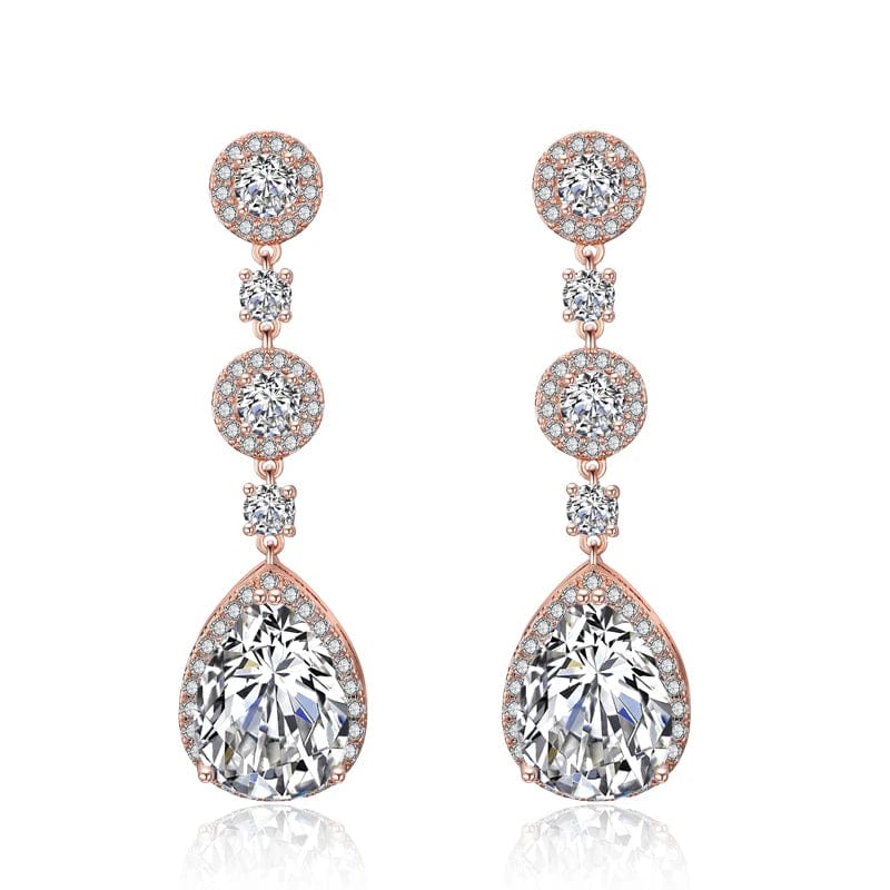 RAKOL EP2218 Latest Design Of Cubic Zirconia Earrings Wholesale Women's Silver Bridal Diamond Earrings EP2218