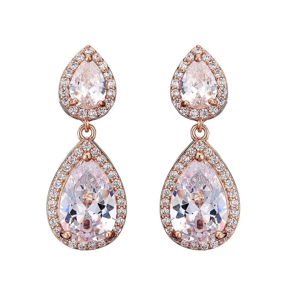 RAKOL EP2218 Latest Design Of Cubic Zirconia Earrings Wholesale Women's Silver Bridal Diamond Earrings EP2218