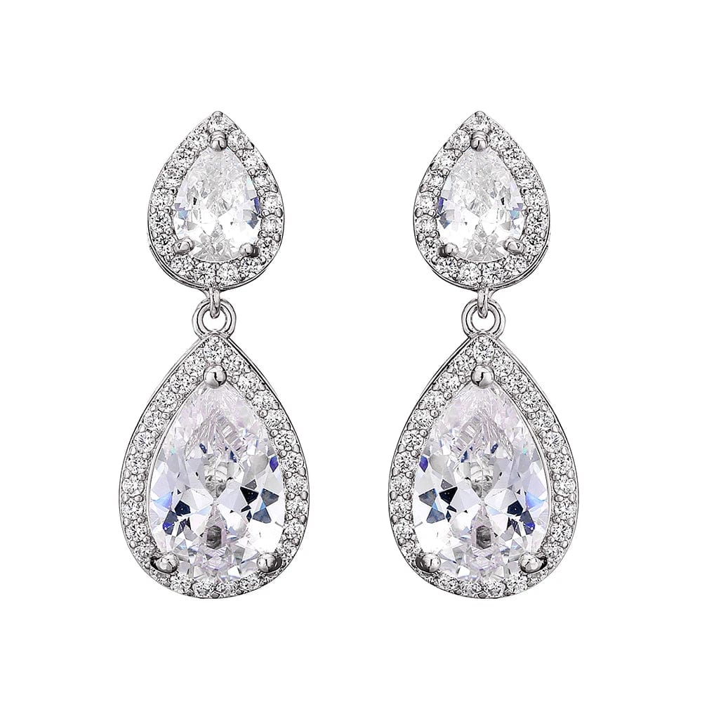 RAKOL EP2218 Latest Design Of Cubic Zirconia Earrings Wholesale Women's Silver Bridal Diamond Earrings EP2218