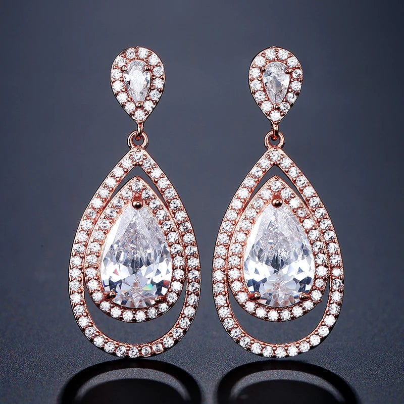 RAKOL EP2218 Latest Design Of Cubic Zirconia Earrings Wholesale Women's Silver Bridal Diamond Earrings EP2218