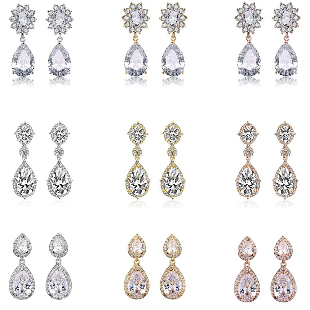 RAKOL EP2218 Latest Design Of Cubic Zirconia Earrings Wholesale Women's Silver Bridal Diamond Earrings EP2218