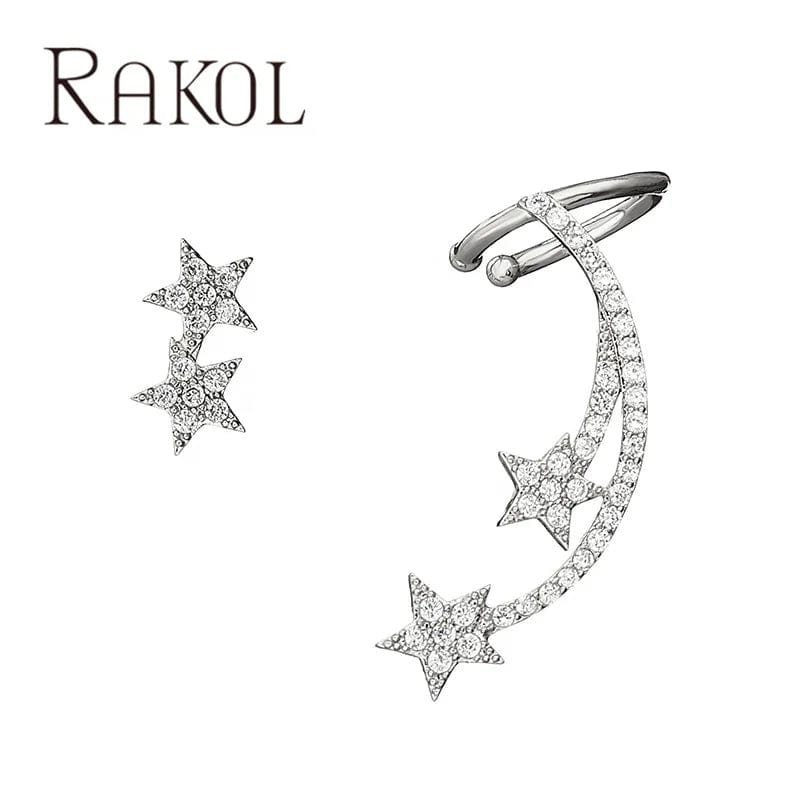 RAKOL EP2642 Pentagram Rose Gold Plated Zircon Stud Earrings Simple Fashion Dating Stud Earrings