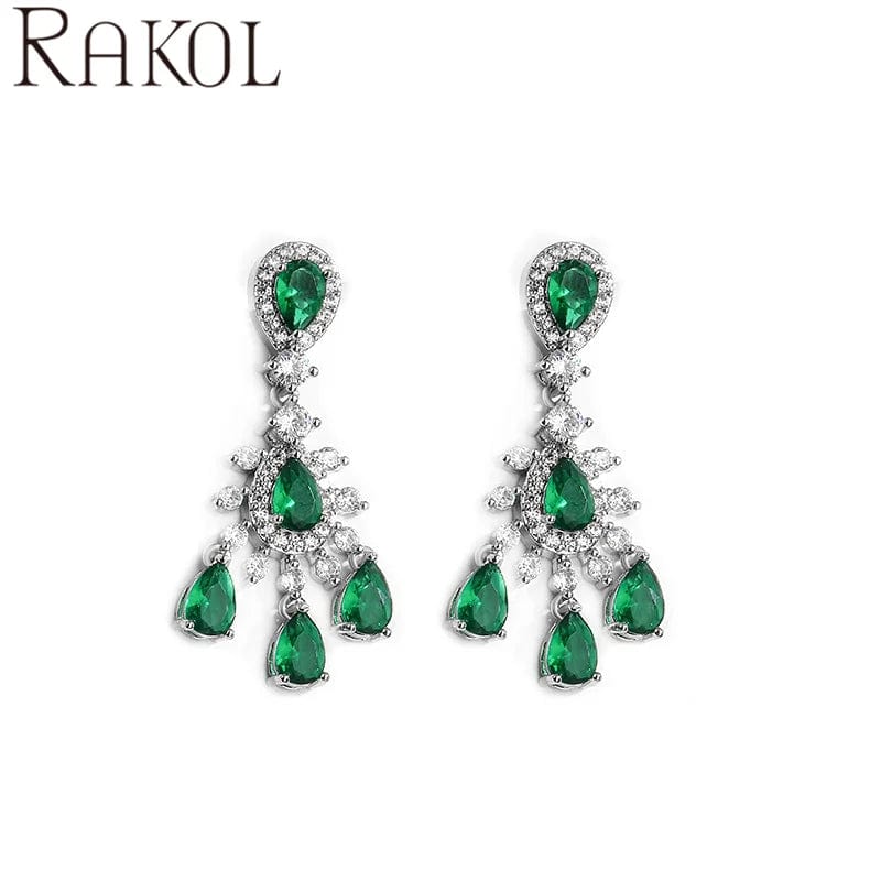 RAKOL EP5426 baroque exquisite fashion design shining water drop crystal bridal dangle  earrings for wedding