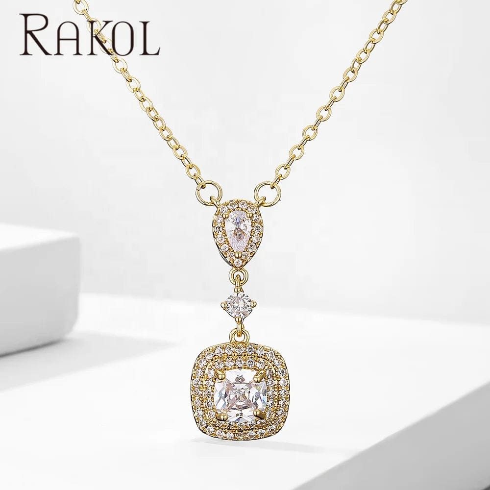 RAKOL NP2245 2022 New women's Minimalist necklace  jewelry heart pendant necklace for women crystal necklace pendant