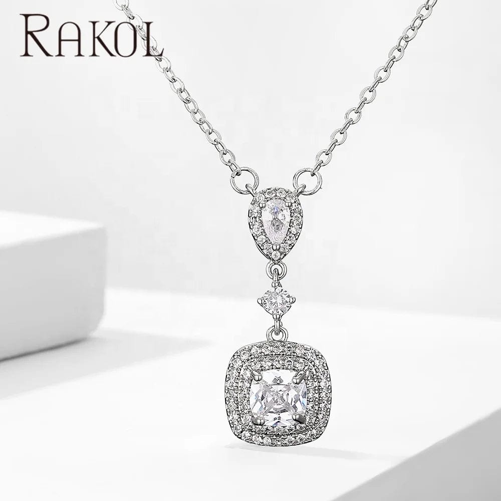 RAKOL NP2245 2022 New women's Minimalist necklace  jewelry heart pendant necklace for women crystal necklace pendant