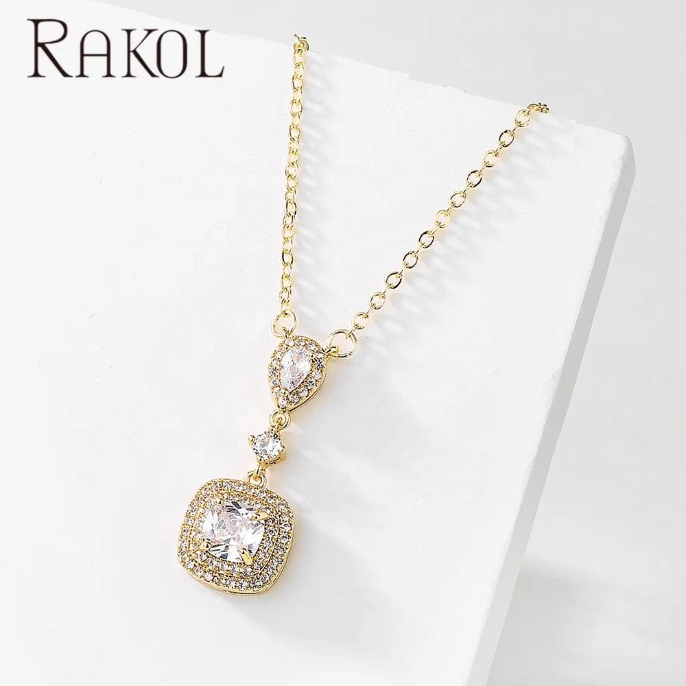 RAKOL NP2245 2022 New women's Minimalist necklace  jewelry heart pendant necklace for women crystal necklace pendant