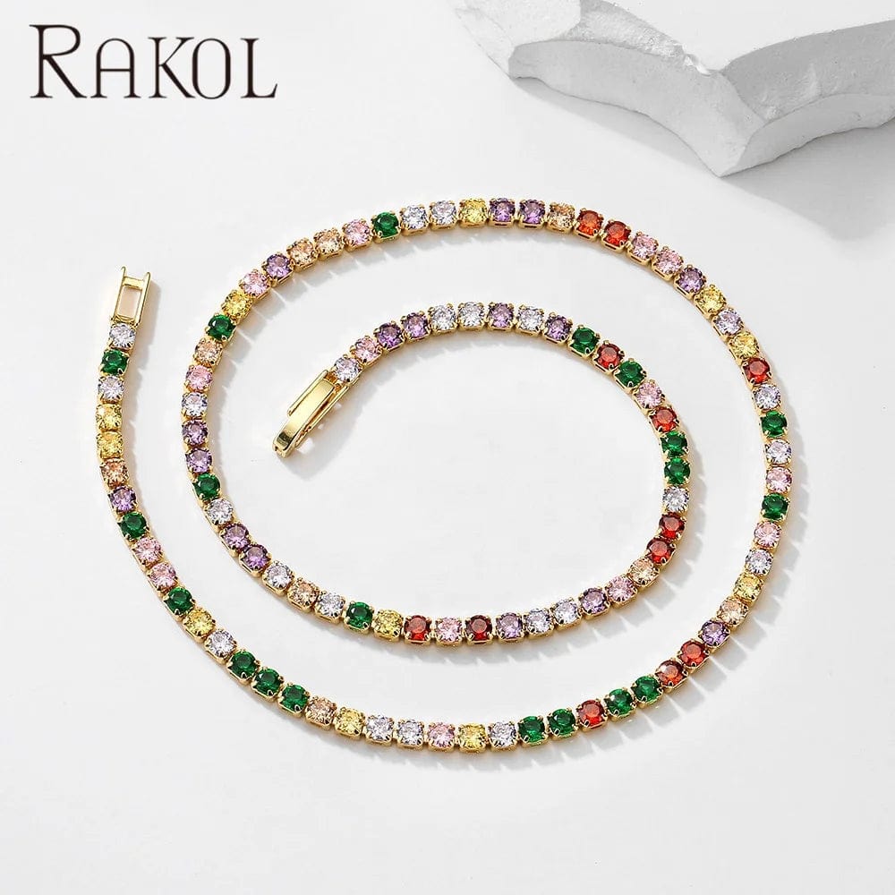 RAKOL NP5087N 2022 New Fashion Jewelry Necklaces Colorful Natural Stone Chain Necklaces Jewelry Personalized Custom Necklaces