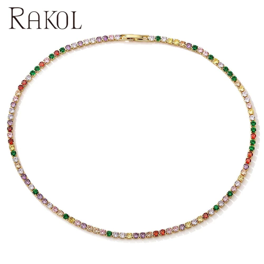 RAKOL NP5087N 2022 New Fashion Jewelry Necklaces Colorful Natural Stone Chain Necklaces Jewelry Personalized Custom Necklaces