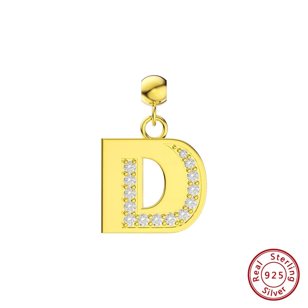 RINNTIN ZK New Arrival Customized Gold Plated S925 Silver Chain With Zircon Heart Charms Personalized Alphabet Letter Necklace