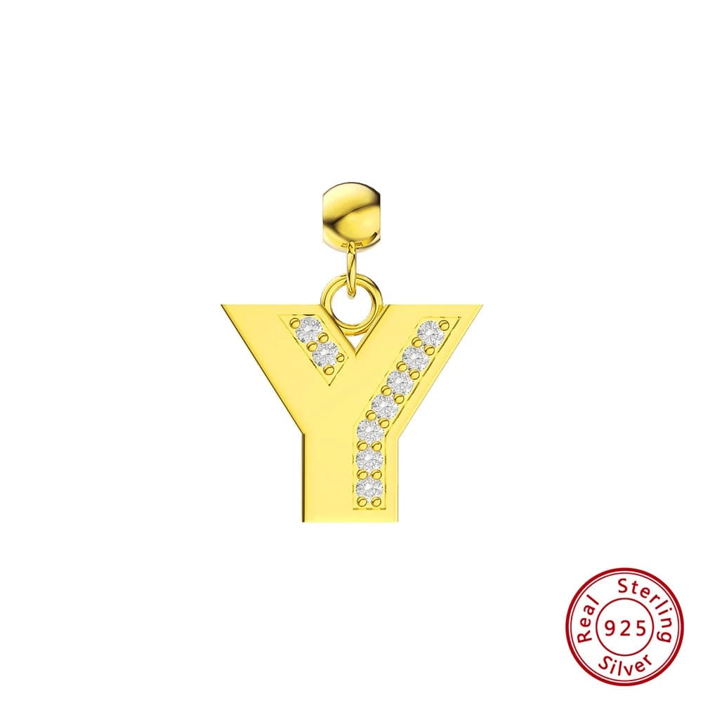 RINNTIN ZK New Arrival Customized Gold Plated S925 Silver Chain With Zircon Heart Charms Personalized Alphabet Letter Necklace