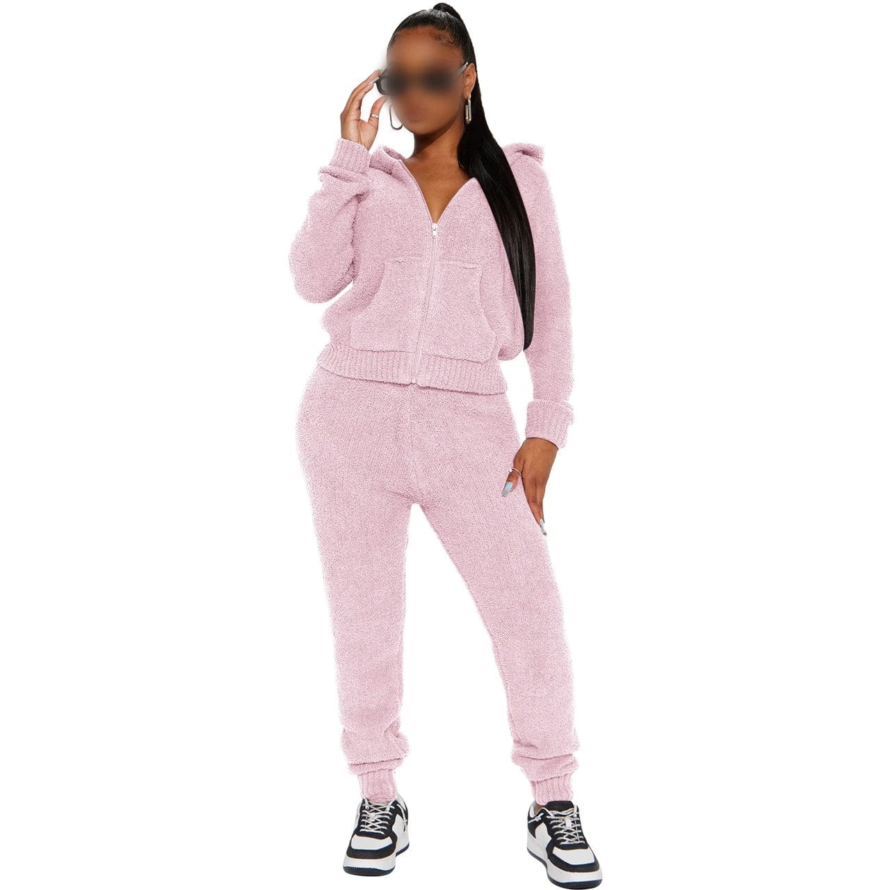 S / Pink Fall 2024 Women Clothes Hoodie Lounge Wear Long Sleeve Boutique Plush Two Piece Set