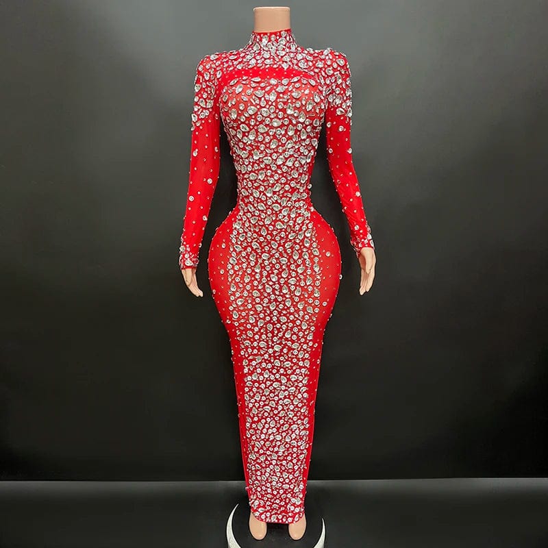 S / Red 1 NOVANCE Y2222-M women dress dropshipping 2024 prom dresses elegant long bodycon dress sexy rhinestone for party