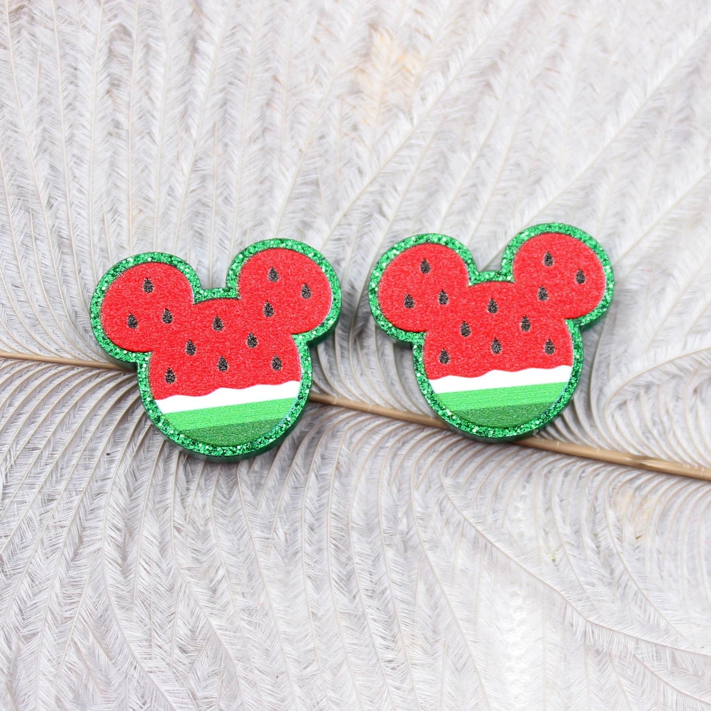 (Set of 10 ) PRS026PR1008 Factory Hot Sale Cute Mouse Watermelon Laser Cut Animal Acrylic Jewelry Accessories - SN Wigs & More