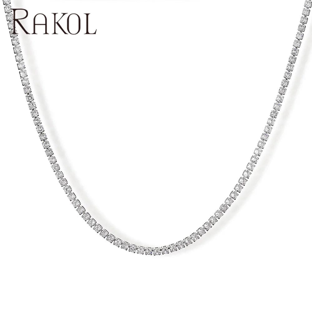 White Clear Stone RAKOL NP5087N 2022 New Fashion Jewelry Necklaces Colorful Natural Stone Chain Necklaces Jewelry Personalized Custom Necklaces