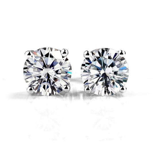 White Fashion 4 Claws 1ct 14 Carat Solid Gold Stud Moissanite Earrings