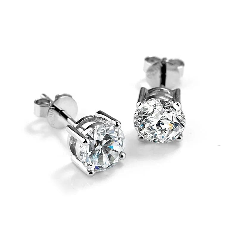 White Fashion 4 Claws 1ct 14 Carat Solid Gold Stud Moissanite Earrings