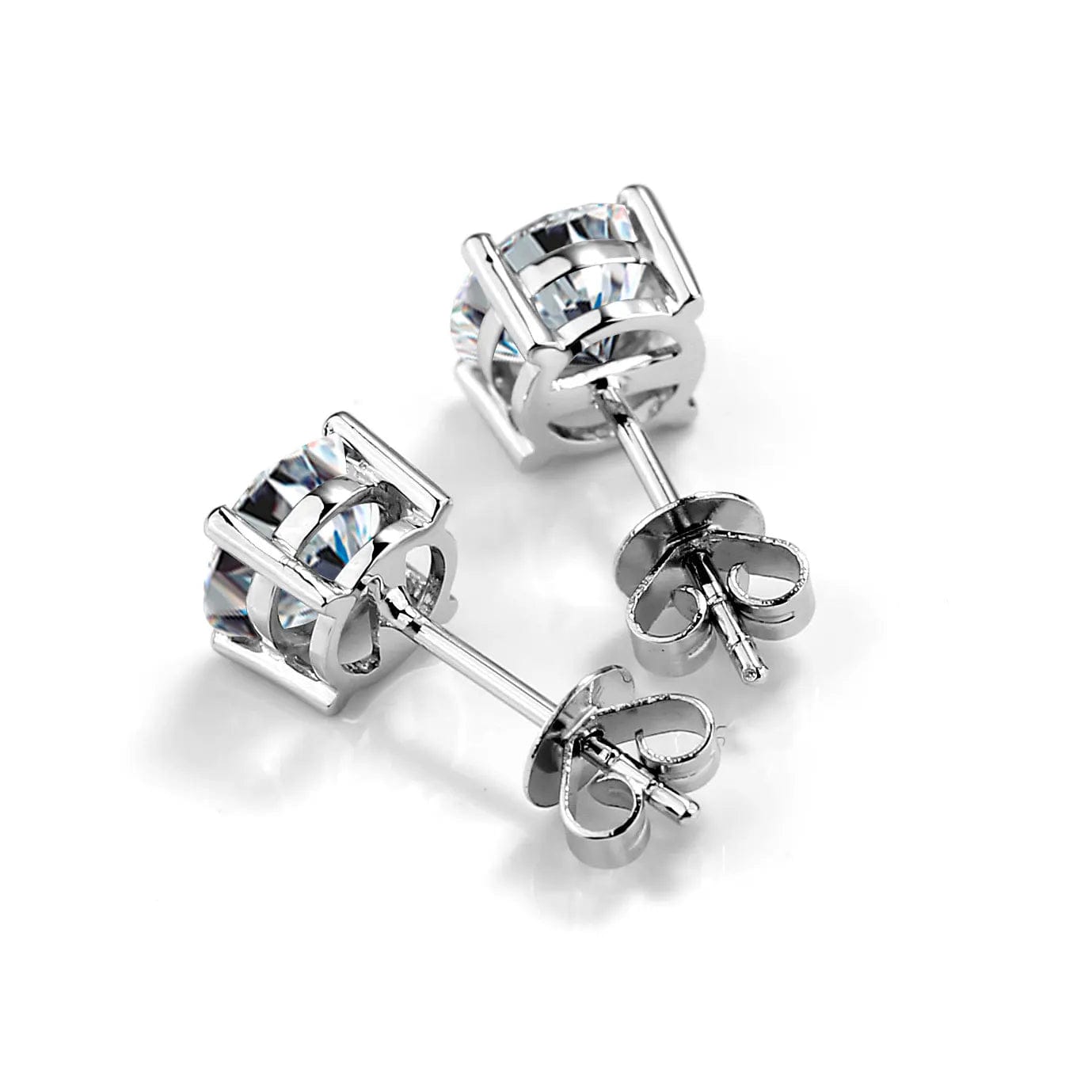 White Fashion 4 Claws 1ct 14 Carat Solid Gold Stud Moissanite Earrings