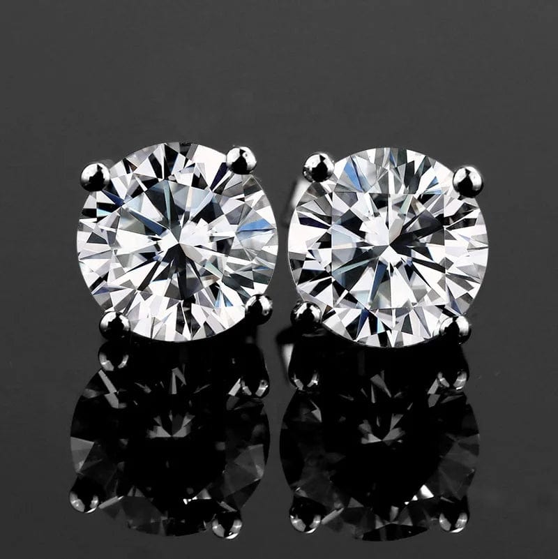 White Fashion 4 Claws 1ct 14 Carat Solid Gold Stud Moissanite Earrings