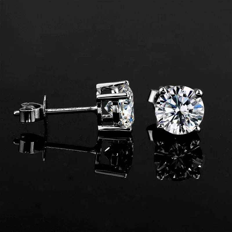 White Fashion 4 Claws 1ct 14 Carat Solid Gold Stud Moissanite Earrings