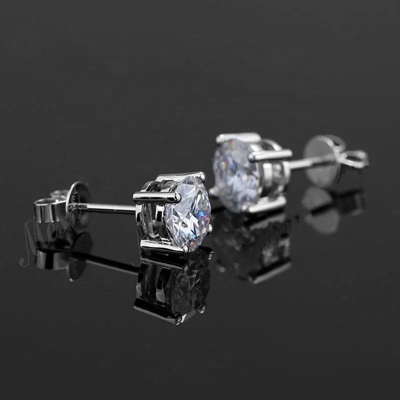 White Fashion 4 Claws 1ct 14 Carat Solid Gold Stud Moissanite Earrings