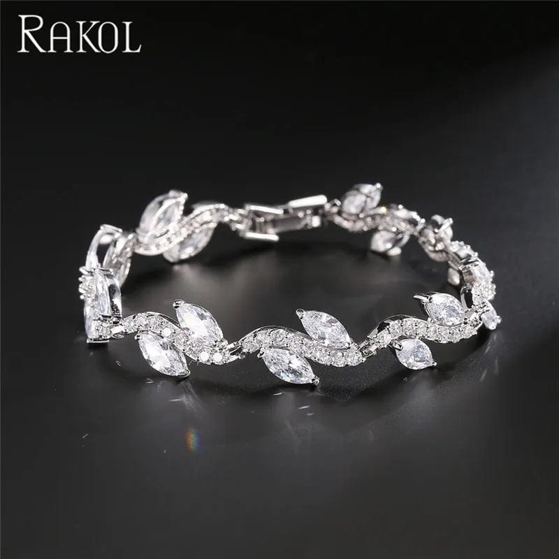 White RAKOL BP066 tennis silver bracelet for women jewelry