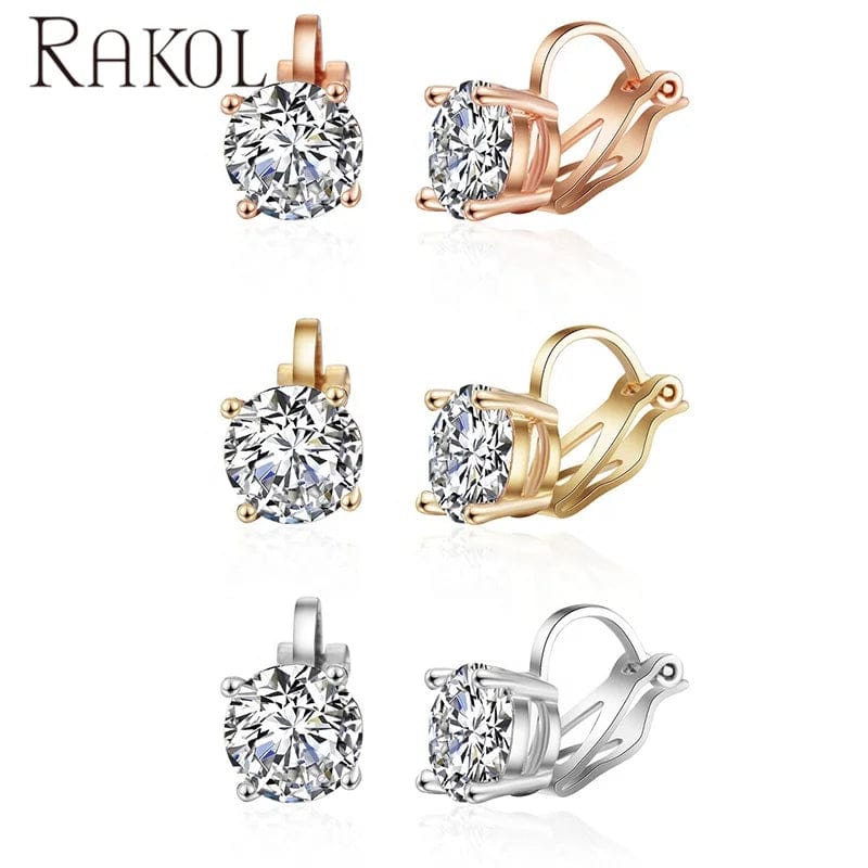 White RAKOL SP3131 Women fine Crystal Bead Bracelet Diamond Earrings Jewelry Set cubic zircon tennis bracelet earrings jewelry set