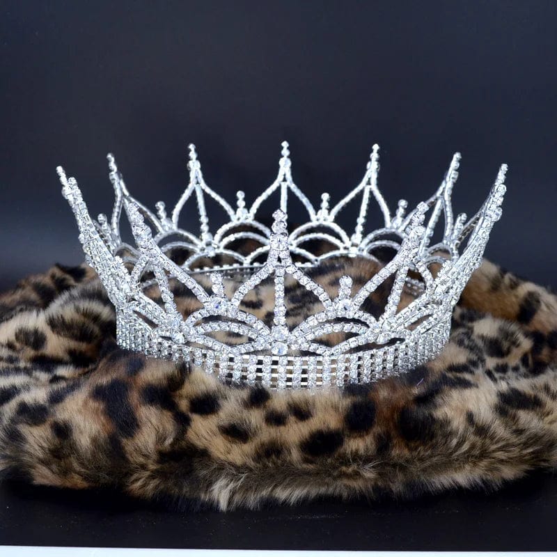 White Stone/Silver MO185  Gorgeous Large Shining Tiara Miss Beauty Queen Princess Hairwear Accessories For Party  Pageant Event Crowns