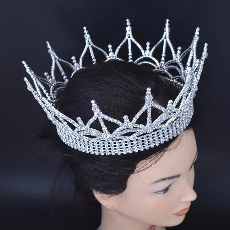 White Stone/Silver MO185  Gorgeous Large Shining Tiara Miss Beauty Queen Princess Hairwear Accessories For Party  Pageant Event Crowns