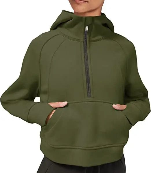 XXL / army green DAMOCHIC Wholesale 2024 Spring Latest Hooded Sweater with Pocket Zipper Sporty Pullover Winter Fall Tops Hoodies for Women