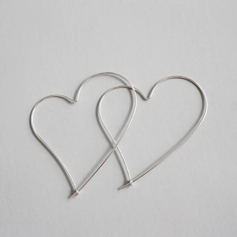 YB-A4504 Silver Big Hollow Heart Hoop Earrings For Women Wholesale 925 Sterling Silver Jewelry Gifts