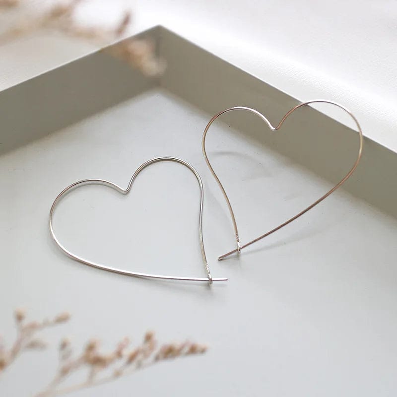 YB-A4504 Silver Big Hollow Heart Hoop Earrings For Women Wholesale 925 Sterling Silver Jewelry Gifts