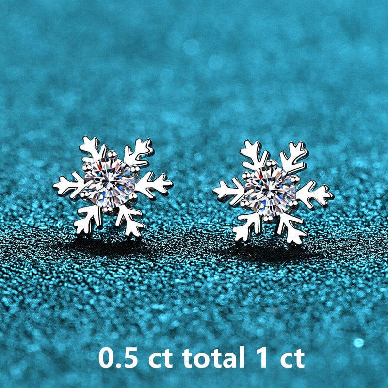 0.5 ct total 1 ct Silver 925 Original Diamond Test Past Brilliant Cut Total 0.6-2 Carat Sparkling Snowflake Moissanite Stud Earrings for Women