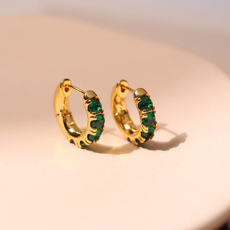 1.5cm / green Aimgal jewelry Women's copper plated 18K gold inlaid cubic zirconia earrings