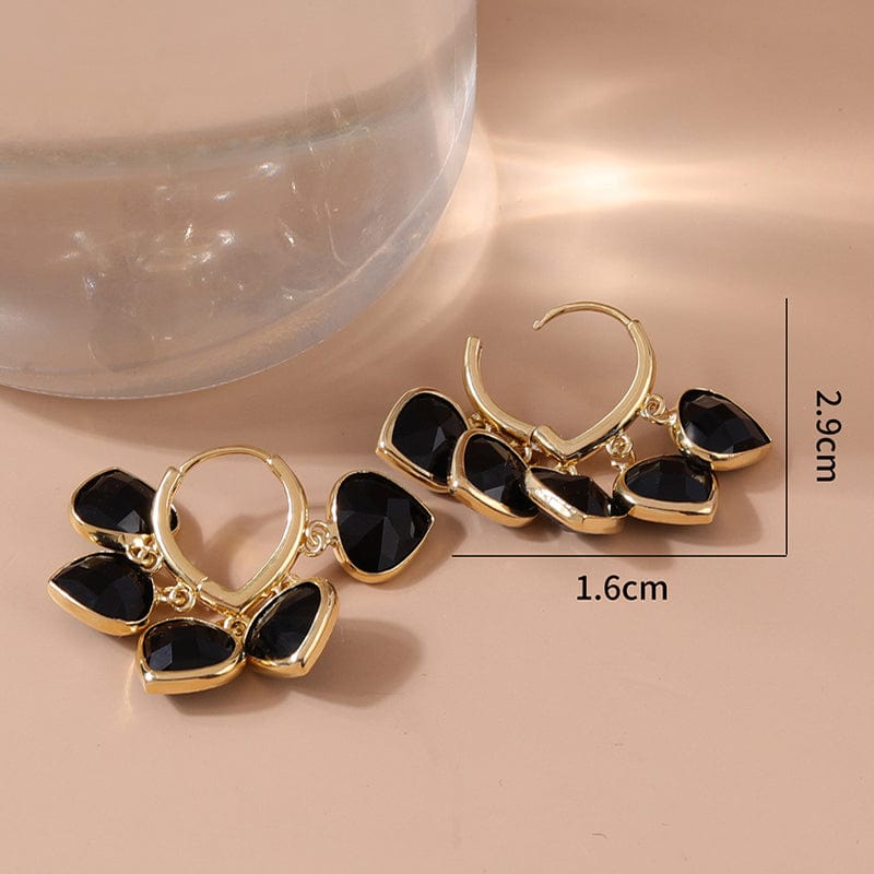 1.6*2.9CM / black Obei Jewelry New Arrival Heart Shape Drop Earrings Gold Plated Women Black Beads Drop Huggie Earrings For Party Evening Girls