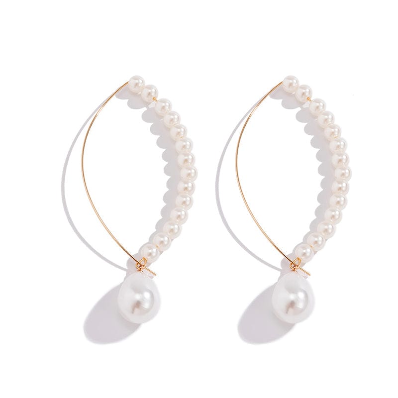 1 CARTER LISA Elegant White Pearl Round Circle Hoop Earring Pearl Geometric Ear Rings for Women High Quality Jewelry  Accessories