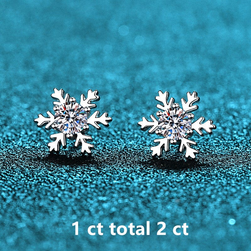 1 ct total 2 ct Silver 925 Original Diamond Test Past Brilliant Cut Total 0.6-2 Carat Sparkling Snowflake Moissanite Stud Earrings for Women