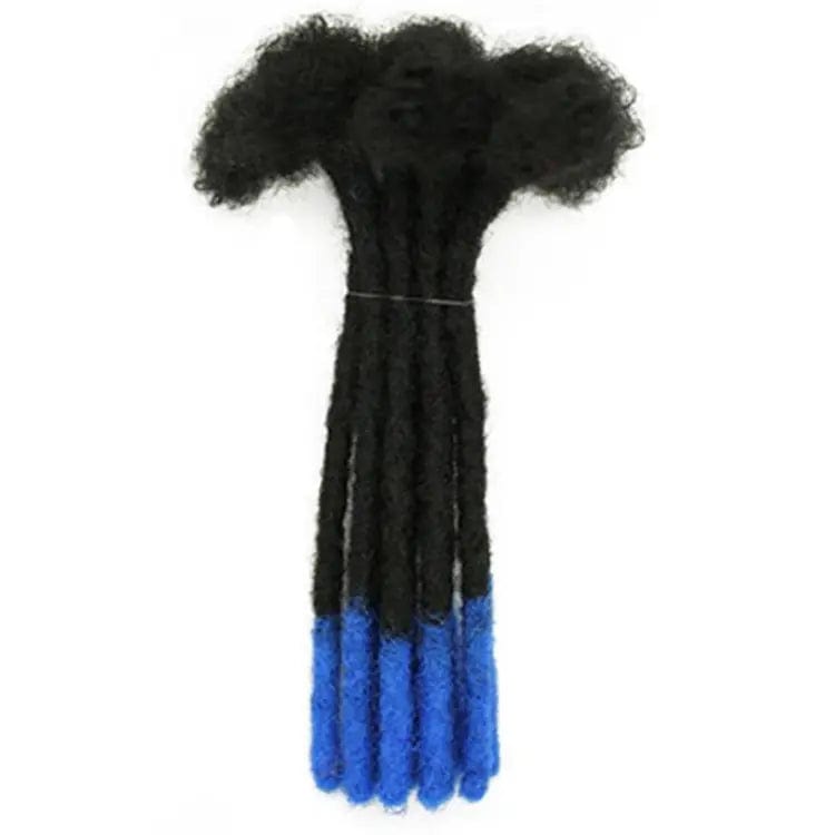 1 strand/0.6cm Width/18 inches / T1B/Blue Coior Soft Handmade Dreadlocks Crochet Hair Braids Afro Kinky 100% Human Hair Locs Braiding Hair Extensions For Women And Men