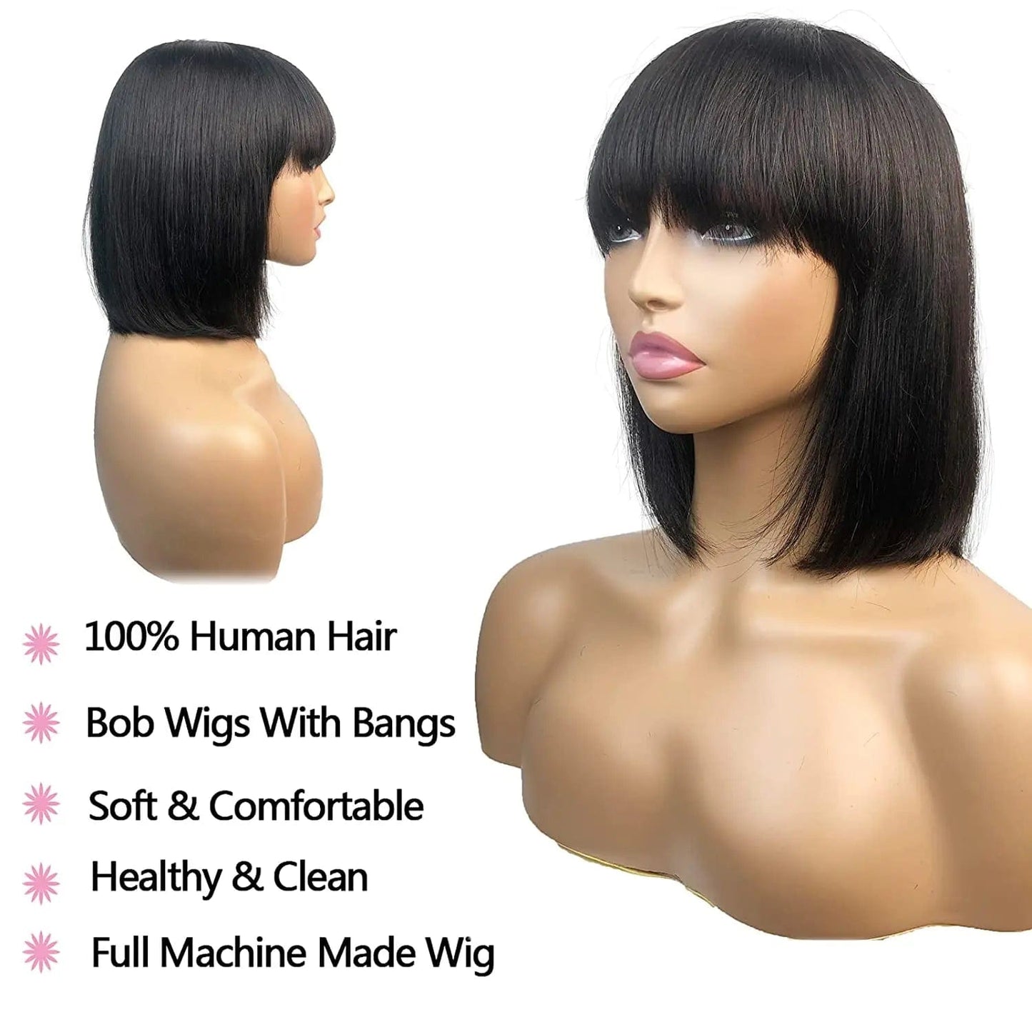 10-14 Inch Bob Wigs With Bangs