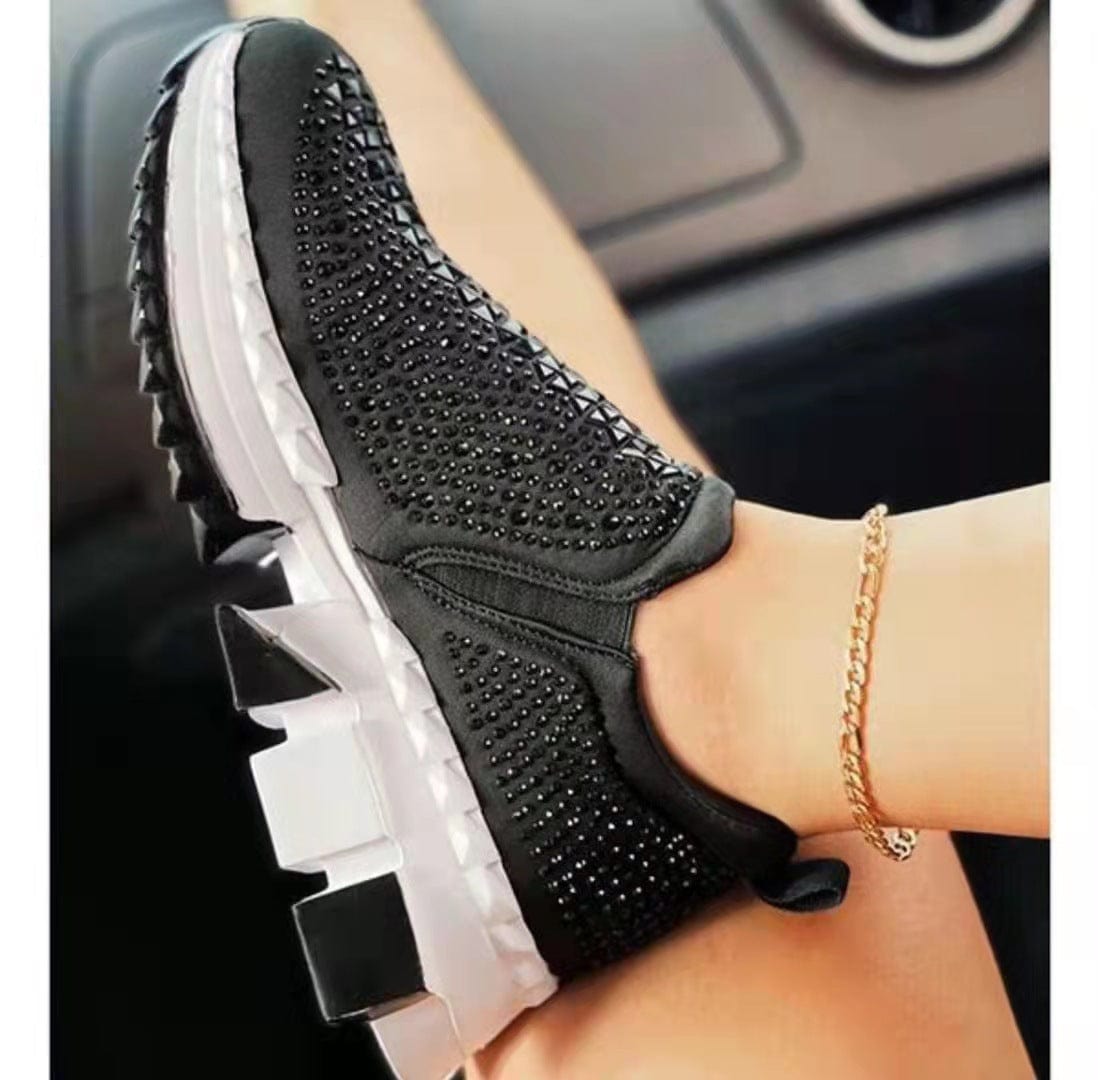 10(42) / Black LESLIDES High quality Ladies Shiny Patent Leather Glitter Fashion Sneakers Women Chaussures Femme Women Platform Sneakers