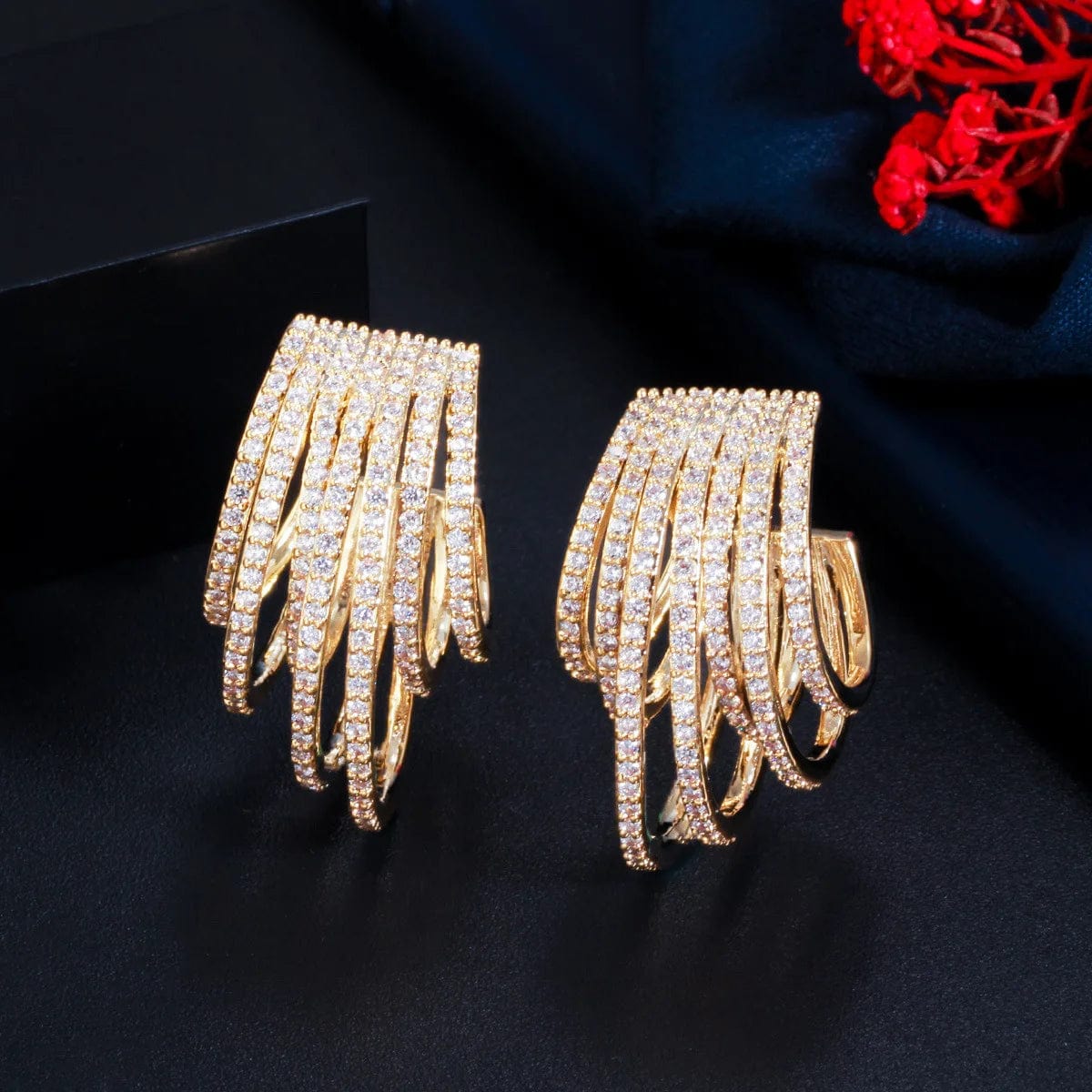 10 Fashion 24K Gold Plated Wholesale Dubai Gold Earrings Jewelry Women Cute Gift Party Western Wedding Copper Zircon Jewelry set