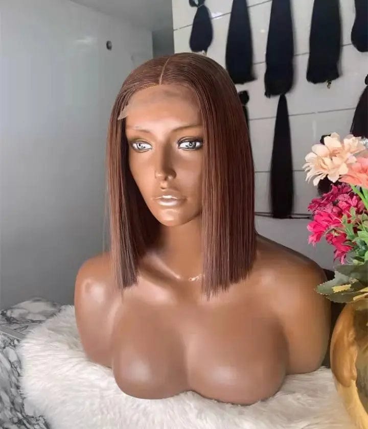 10 Inches / 13*4 lace frontal Pre Plucked Short Bob Straight Wigs Chestnut Brown Human Virgin Hair Wigs 13*4 Lace Front Wigs