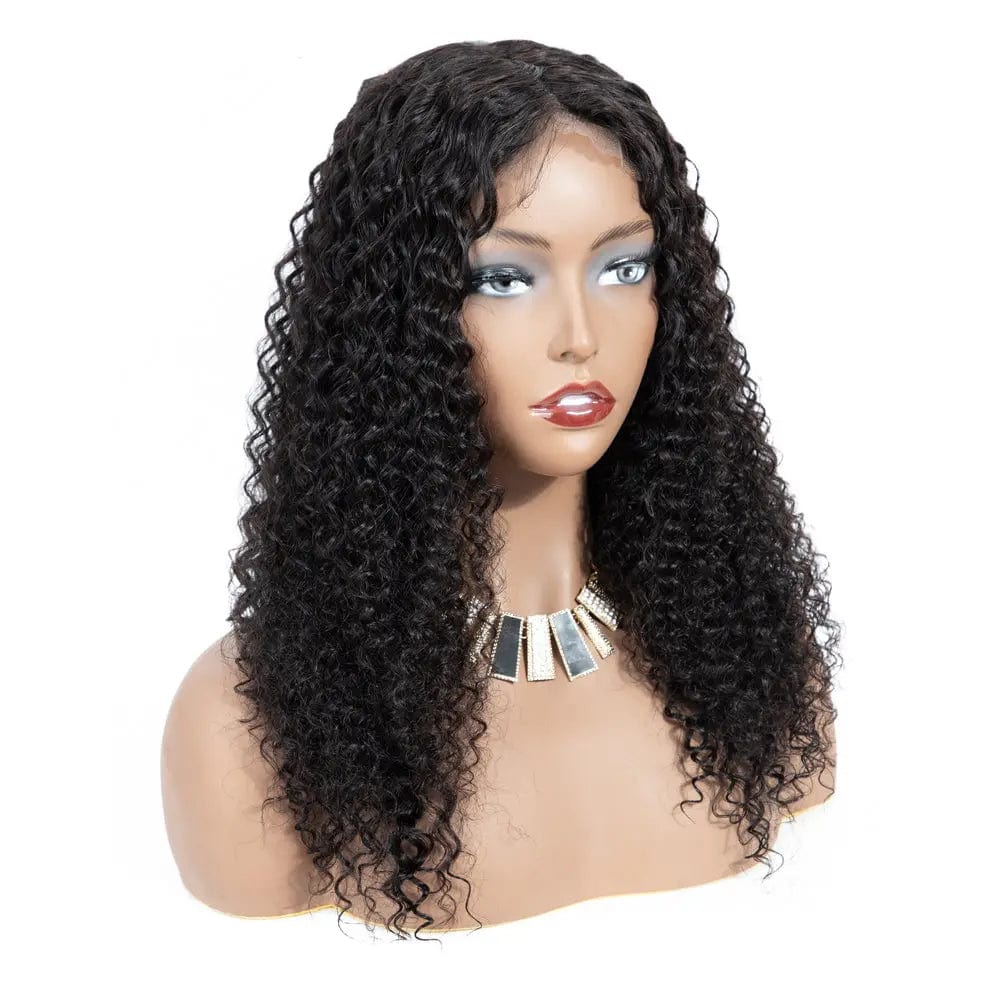 10 Inches / 1B Deep Wave Cuticle Curly Lace Closure Frontal Human Brazilian Hair