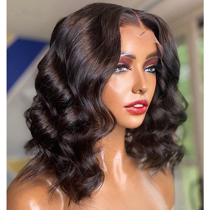 10 Inches / 4*4 Closure Wig 2 Lovely Deep Loose Wave Short Bob Wig Pre Plucked Brazilian Cuticle Aligned Human Hair 4*4 13*4 Lace Frontal Closure Wigs