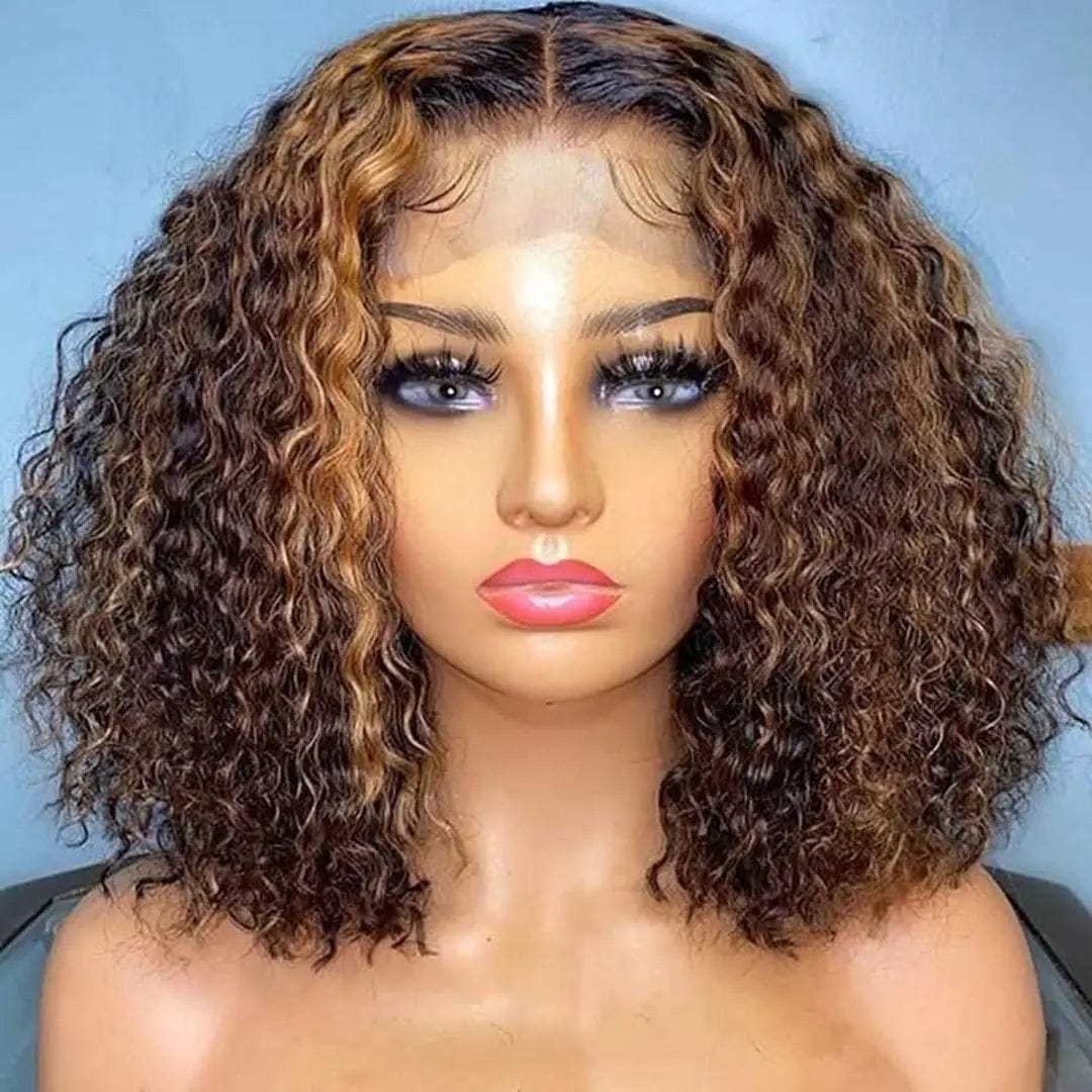 10 Inches / 4x4 lace 200% Black With Honey T1B/4/27 lace front Wig